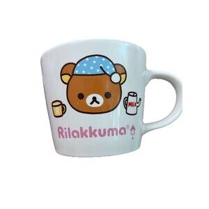 SAN-X Rilakkuma Mug White Ceramic Bear Coffee Tea Chocolate Blue Anime